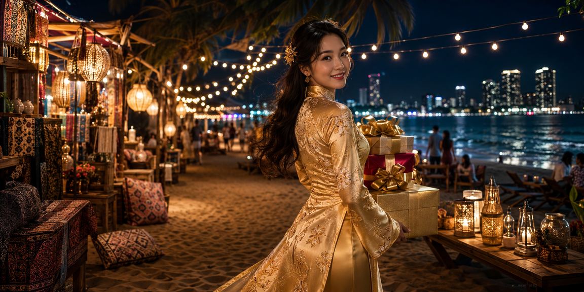 Người phụ nữ mặc áo dài tham gia nhận cashback tại Sa Pa